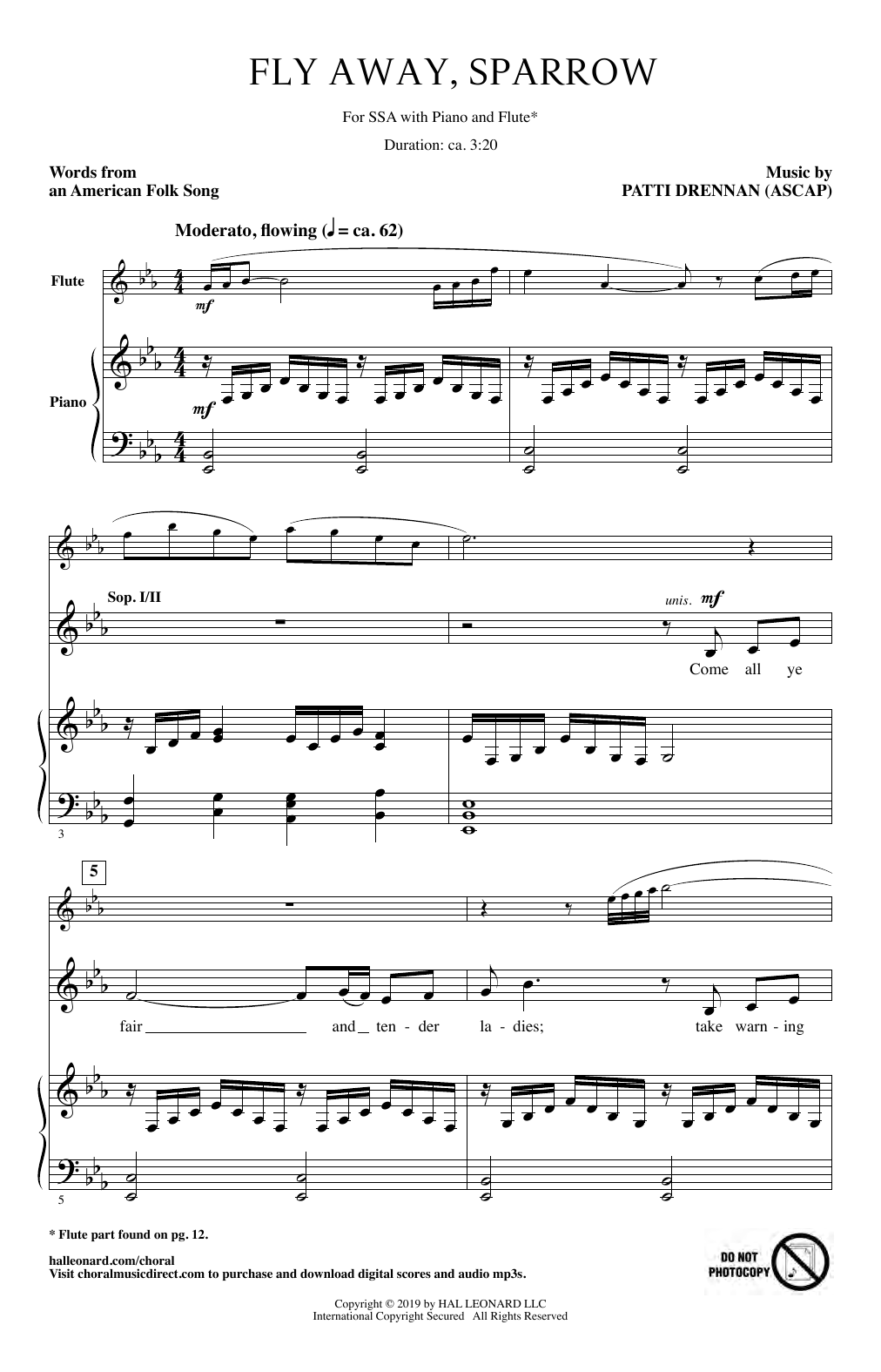 Patti Drennan Fly Away, Sparrow Sheet Music