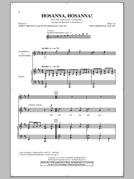 Patti Drennan Hosanna, Hosanna! Sheet Music