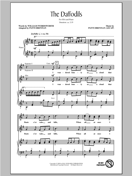 Patti Drennan The Daffodils Sheet Music