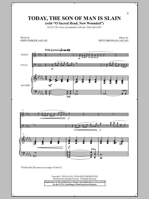 Patti Drennan Today, The Son Of Man Is Slain Sheet Music