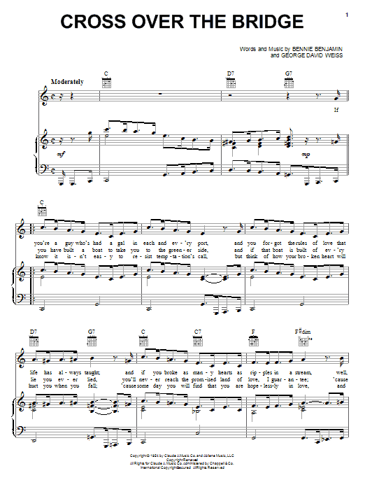 Patti Page Cross Over The Bridge Sheet Music