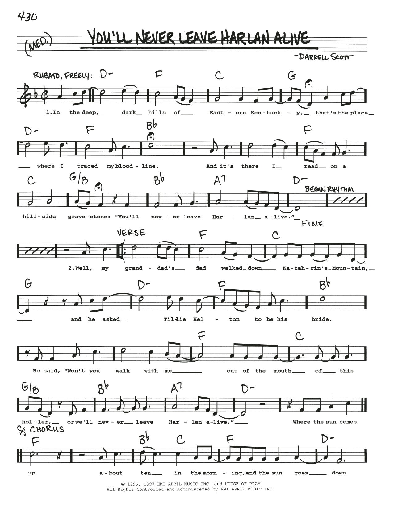 Patty Loveless You'll Never Leave Harlan Alive Sheet Music