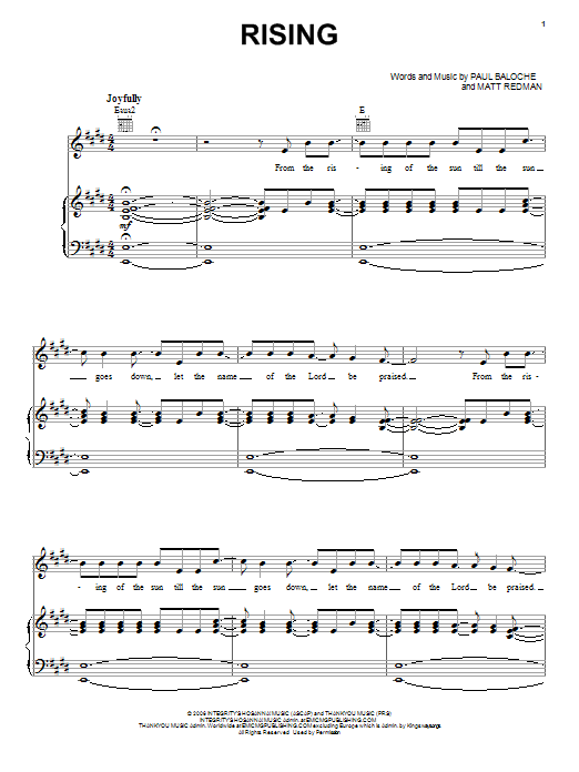 Paul Baloche Rising Sheet Music