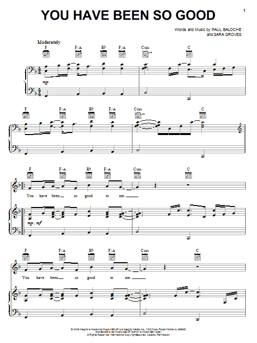 Paul Baloche You Have Been So Good Sheet Music