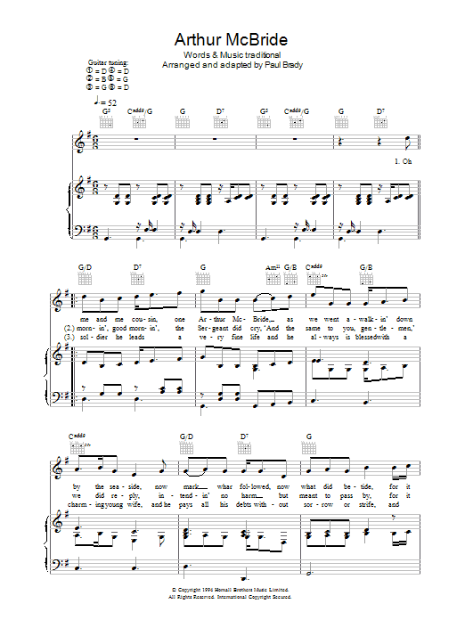 Paul Brady Arthur McBride Sheet Music