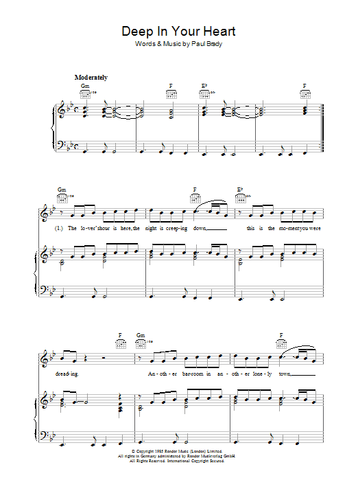 Paul Brady Deep In Your Heart Sheet Music