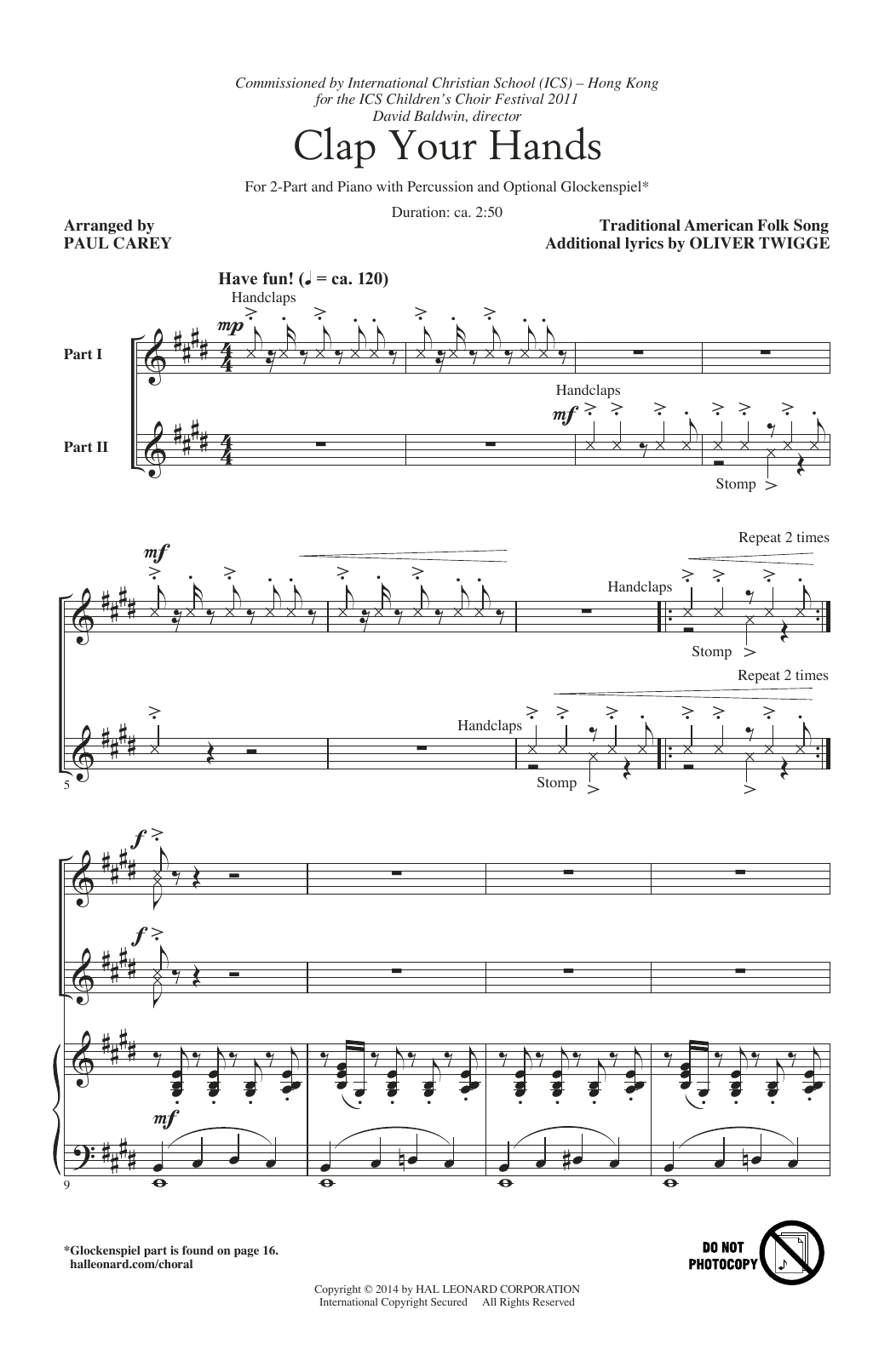 Paul Carey Clap Your Hands Sheet Music