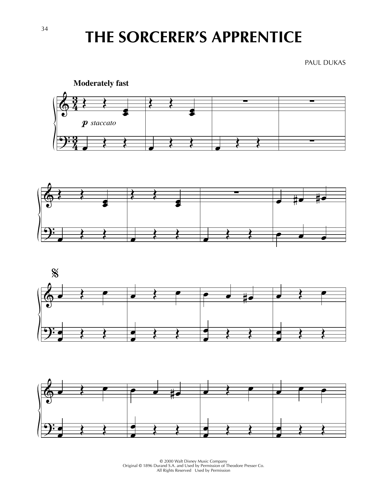Paul Dukas The Sorcerer's Apprentice (from Fantasia 2000) Sheet Music