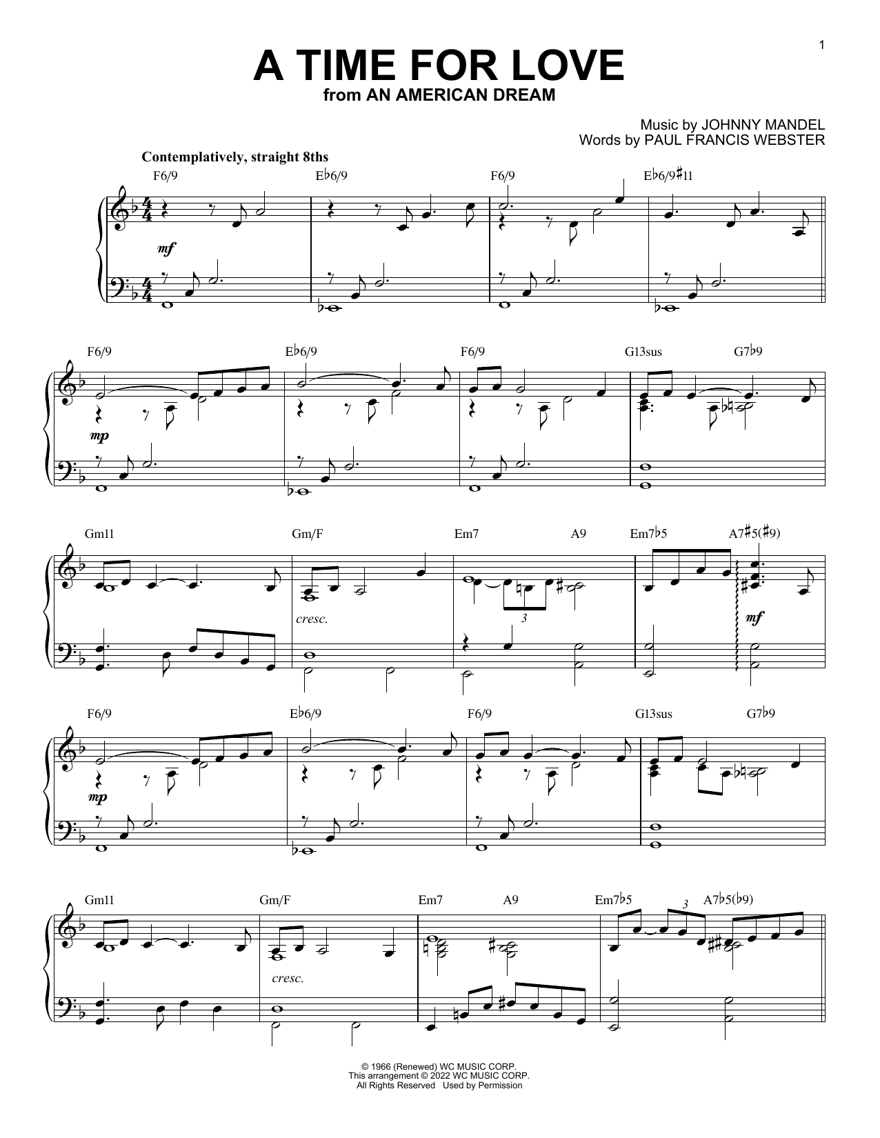 Paul Francis Webster A Time For Love [Jazz version] (arr. Brent Edstrom) Sheet Music