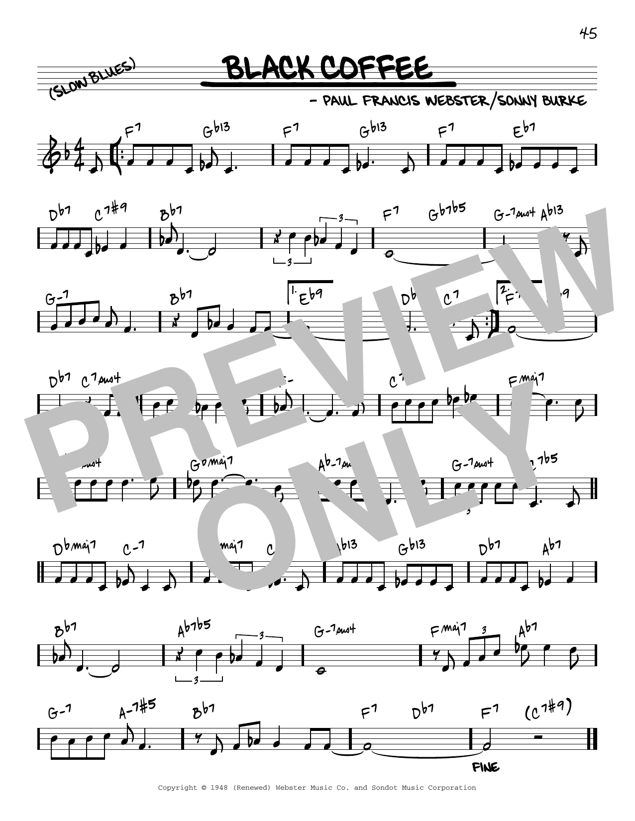 Paul Francis Webster Black Coffee [Reharmonized version] (arr. Jack Grassel) Sheet Music
