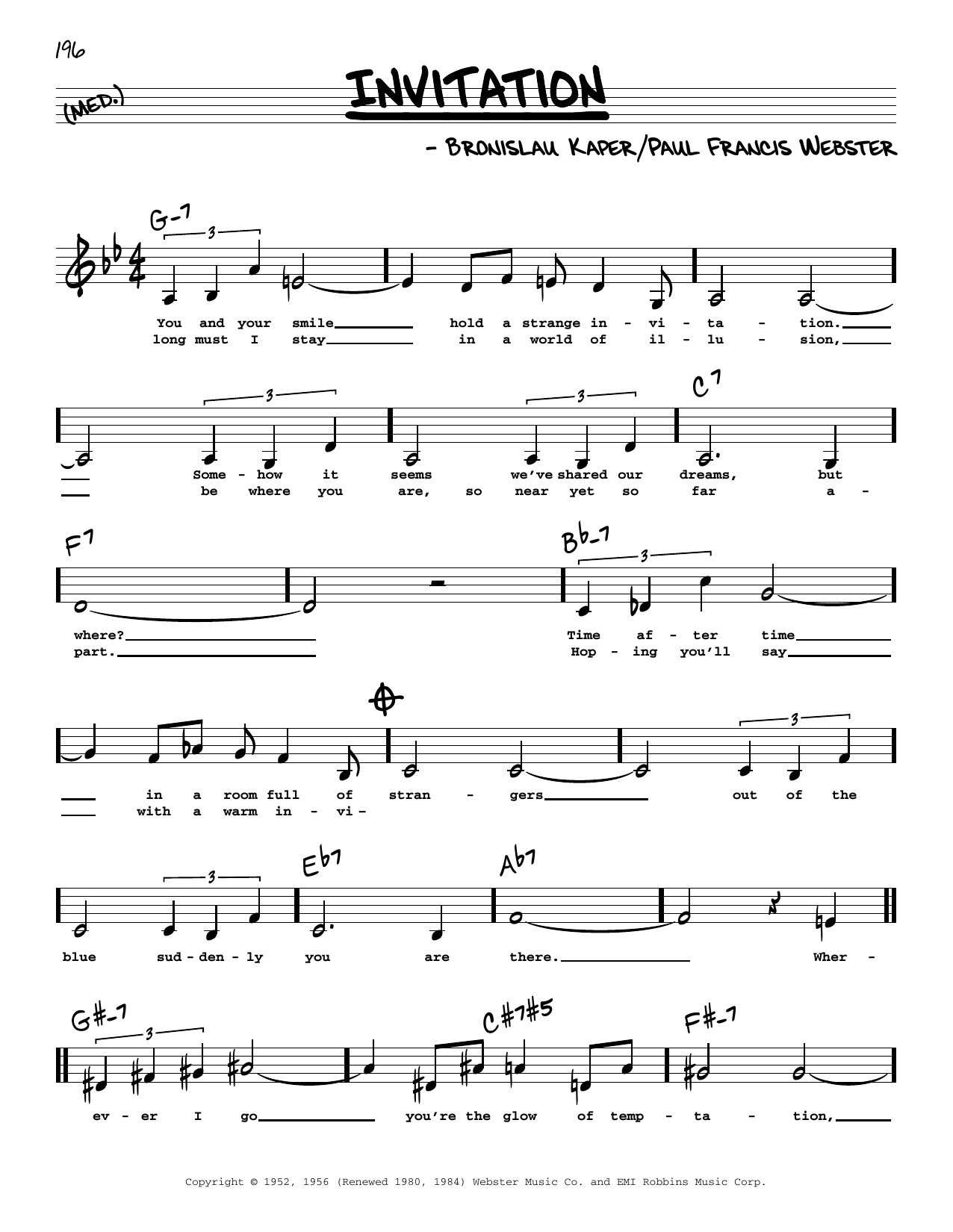 Paul Francis Webster Invitation (Low Voice) Sheet Music