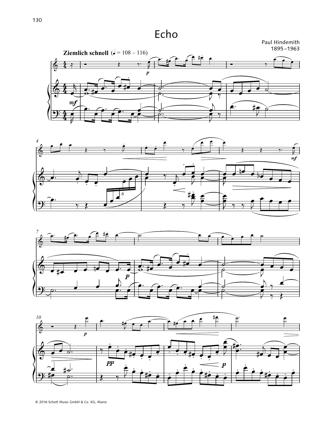 Paul Hindemith Echo Sheet Music