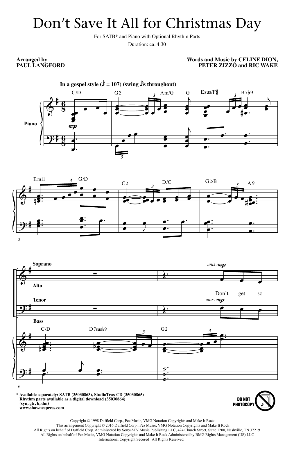 Paul Langford Don't Save It All For Christmas Day Sheet Music