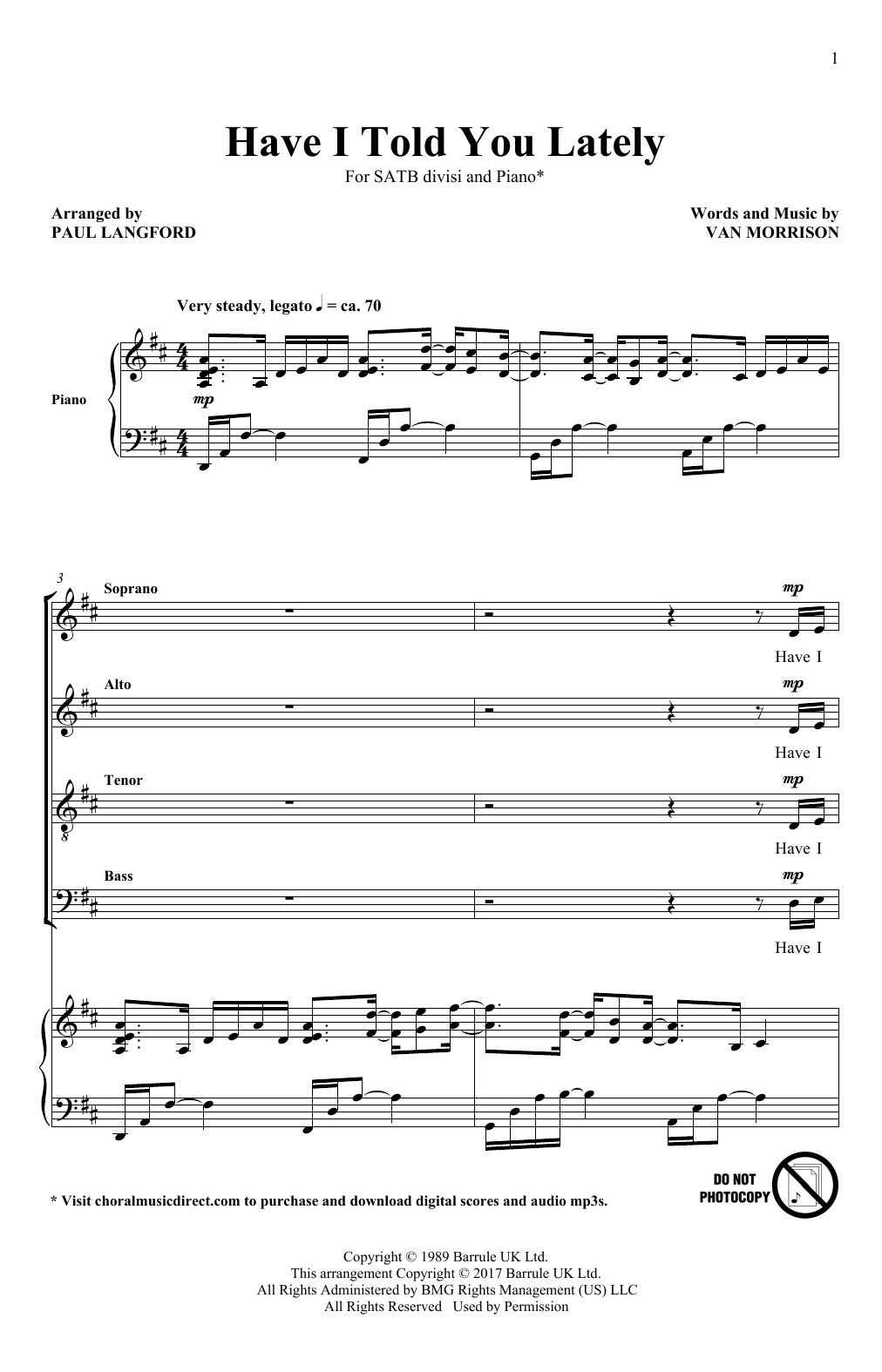 Paul Langford Have I Told You Lately Sheet Music