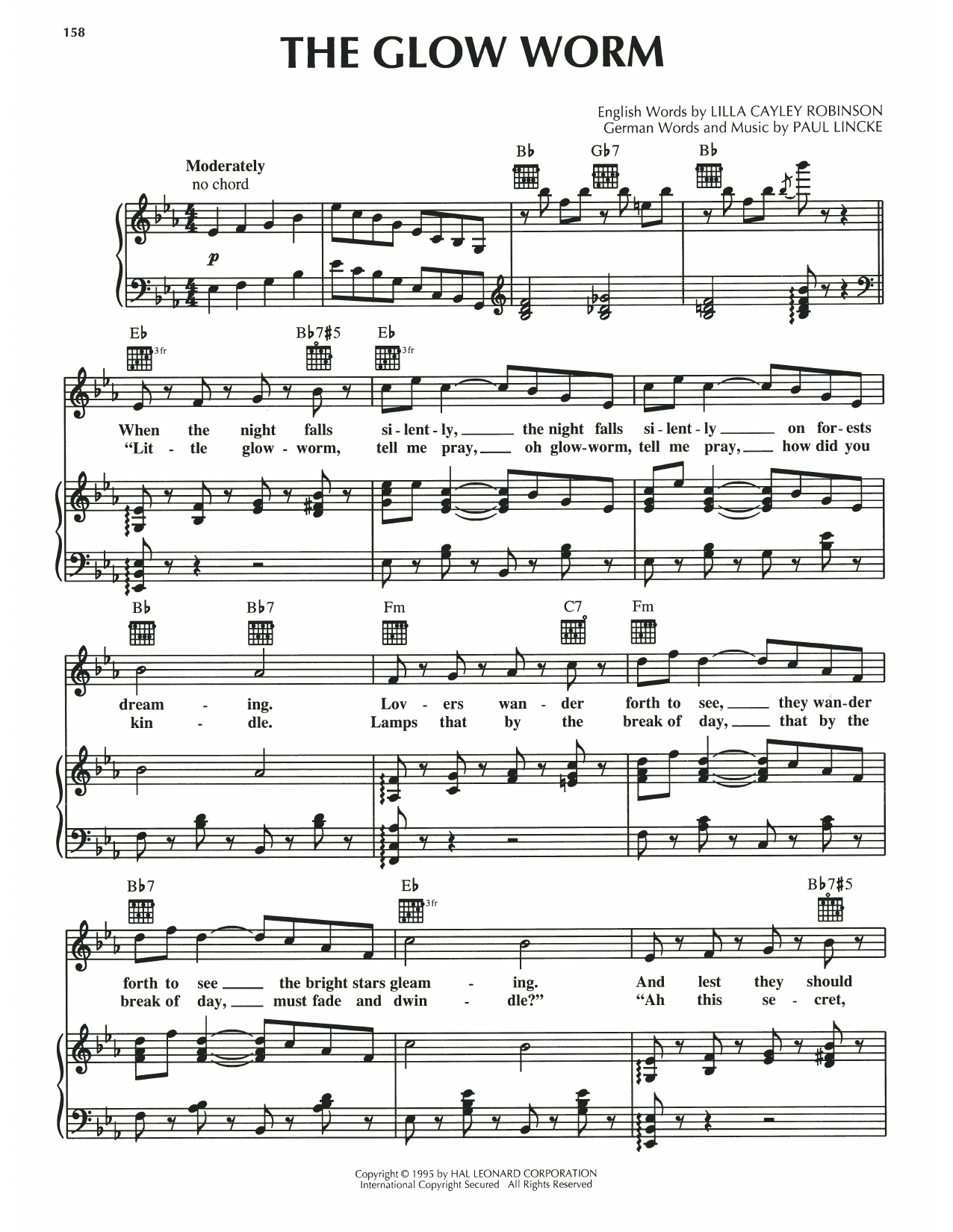 Paul Lincke The Glow Worm Sheet Music