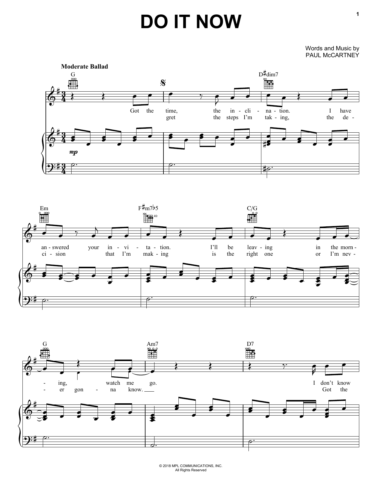 Paul McCartney Do It Now Sheet Music