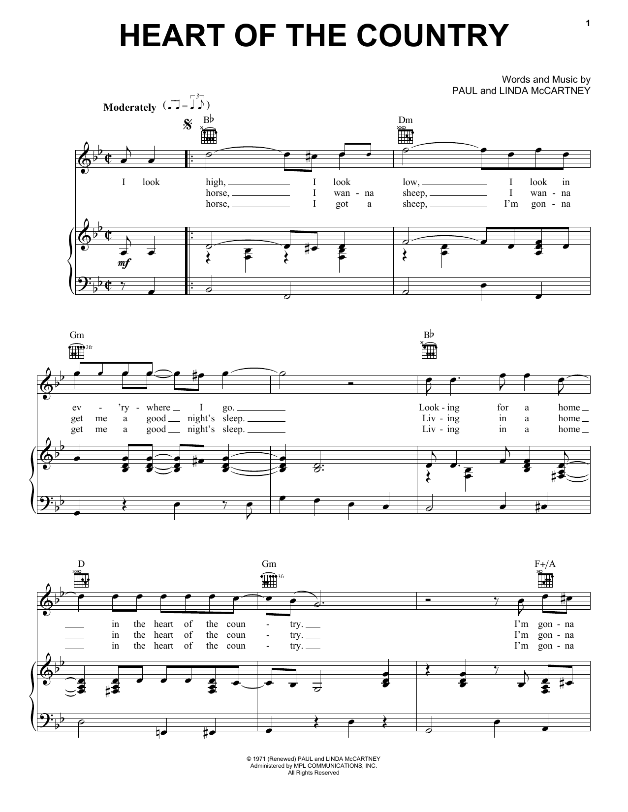Paul McCartney Heart Of The Country Sheet Music