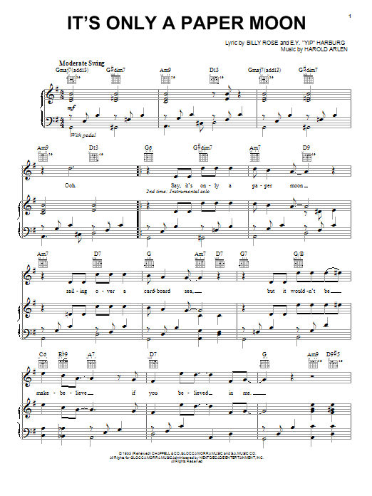 Paul McCartney It's Only A Paper Moon Sheet Music