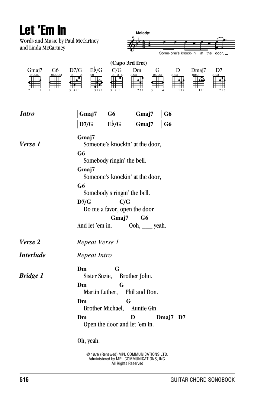 Paul McCartney & Wings Let 'Em In Sheet Music