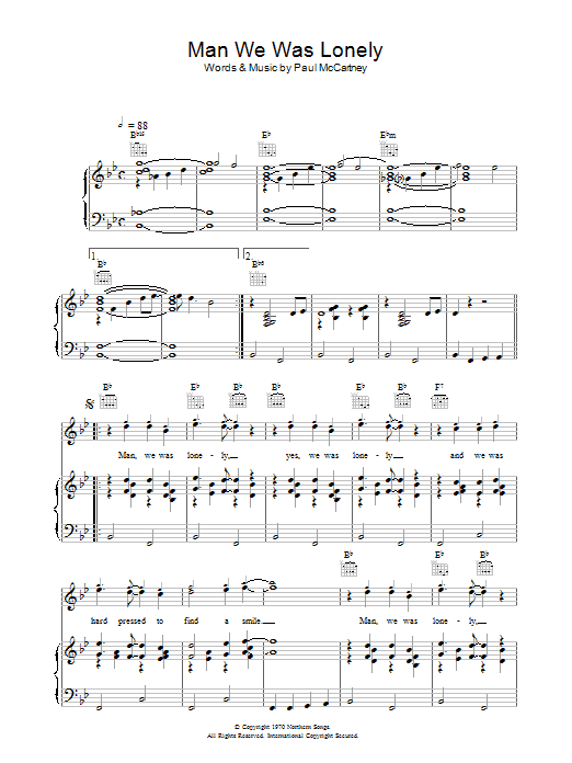 Paul McCartney Man We Was Lonely Sheet Music