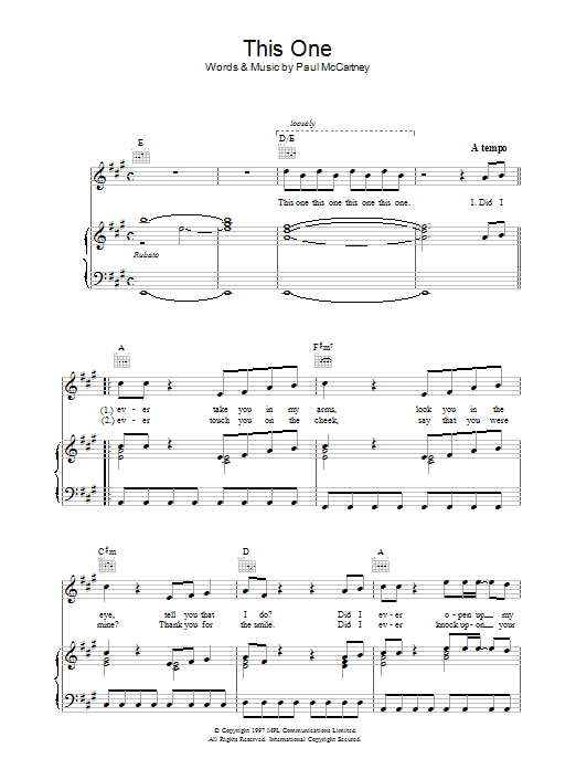 Paul McCartney This One Sheet Music