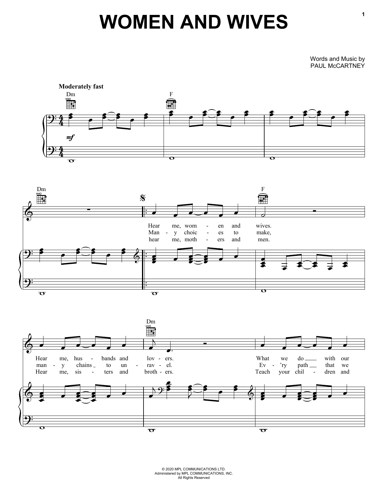Paul McCartney Women And Wives Sheet Music