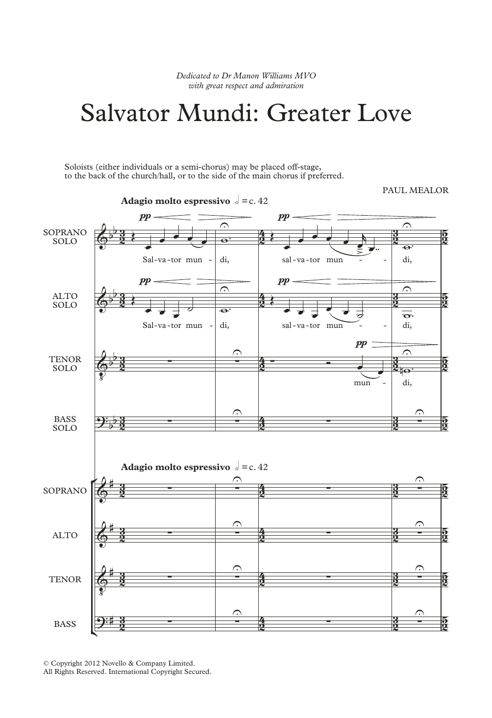 Paul Mealor Salvator Mundi: Greater Love Sheet Music
