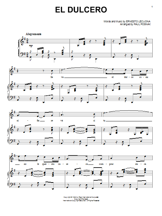 Paul Posnak El Dulcero Sheet Music