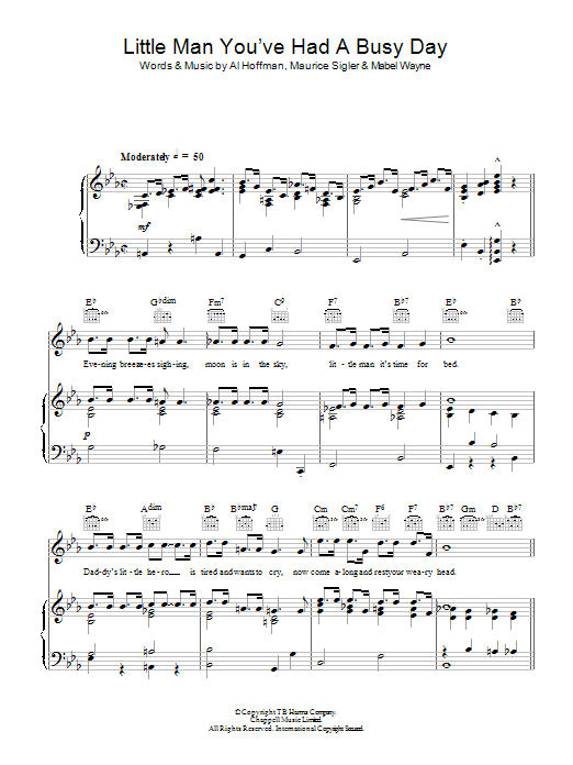 Paul Robeson Little Man You've Had A Busy Day Sheet Music