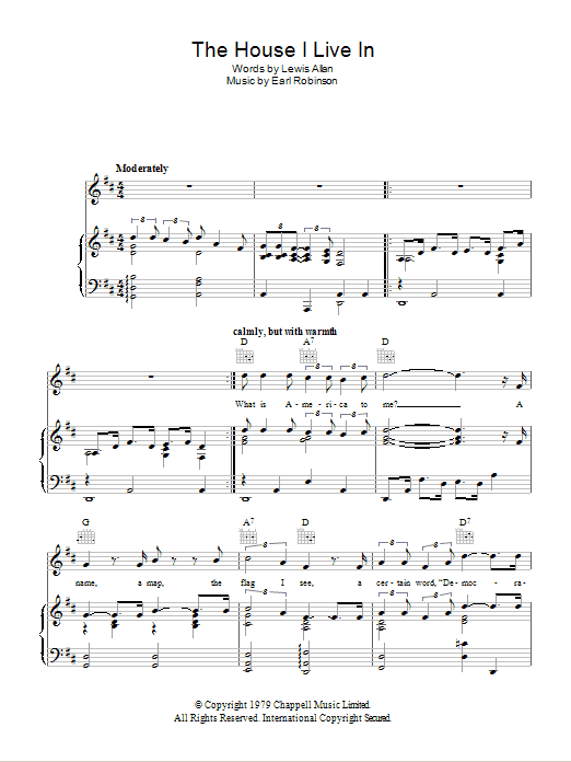 Paul Robeson The House I Live In Sheet Music