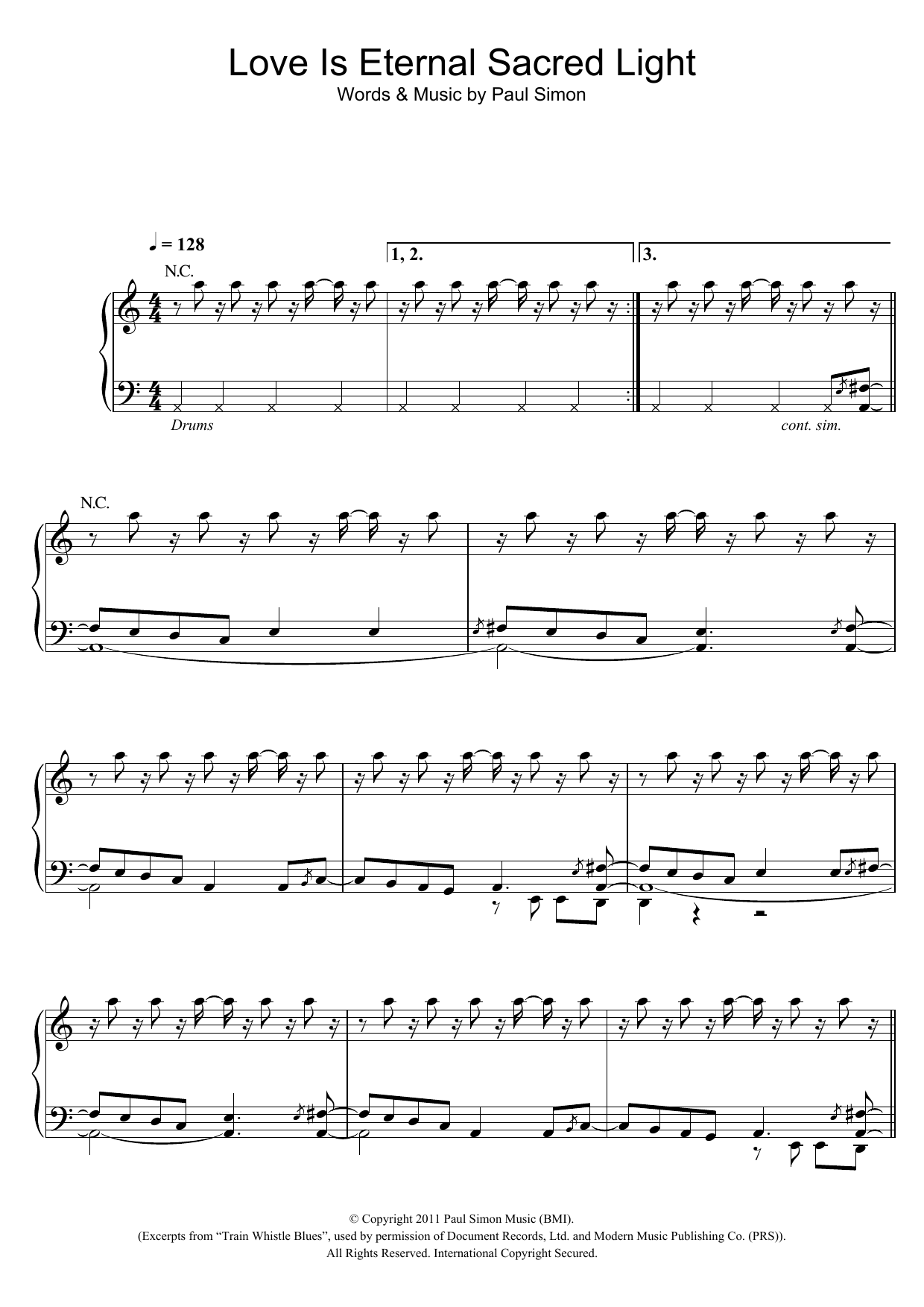Paul Simon Love Is Eternal Sacred Light Sheet Music