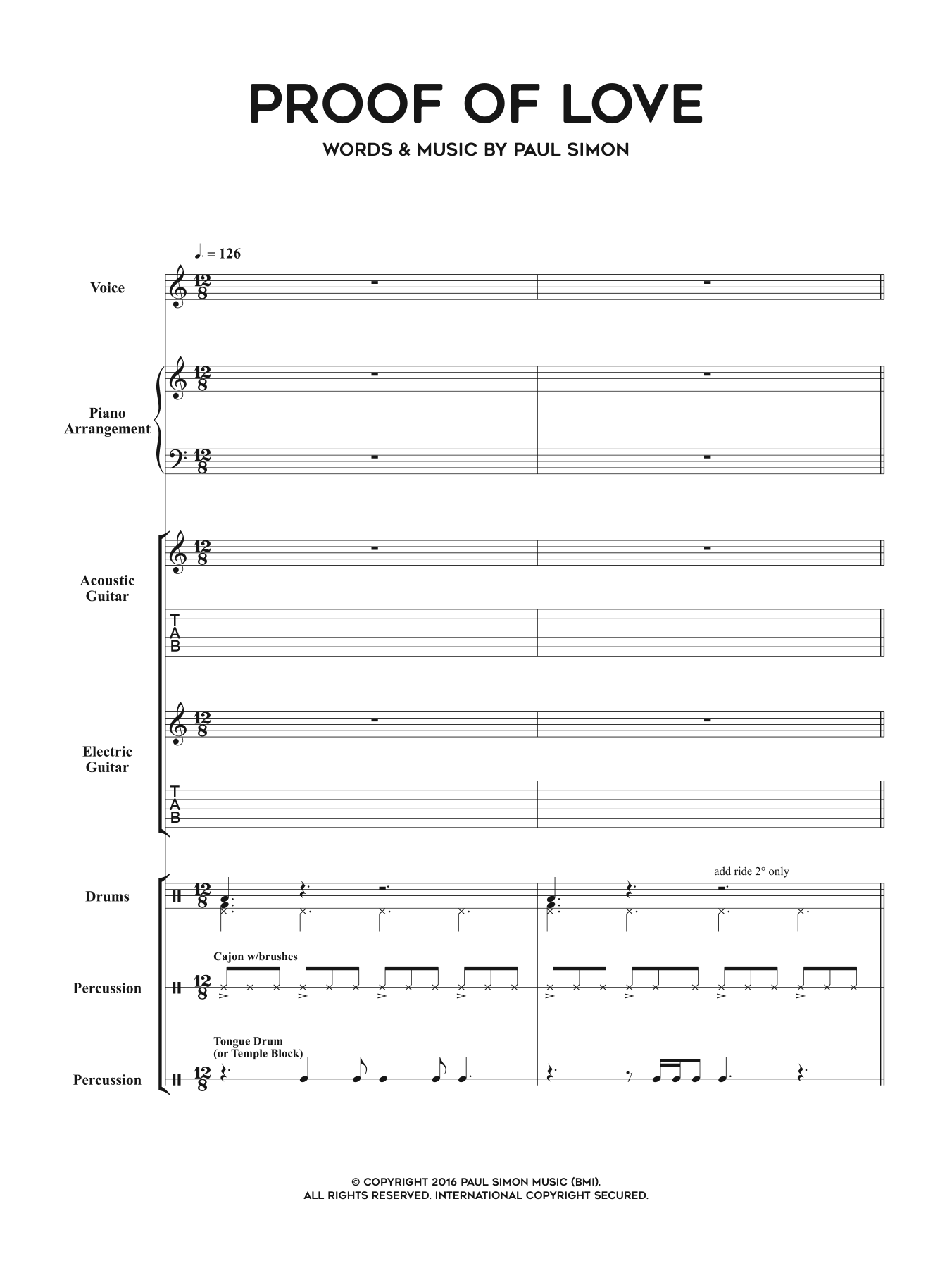 Paul Simon Proof Of Love Sheet Music