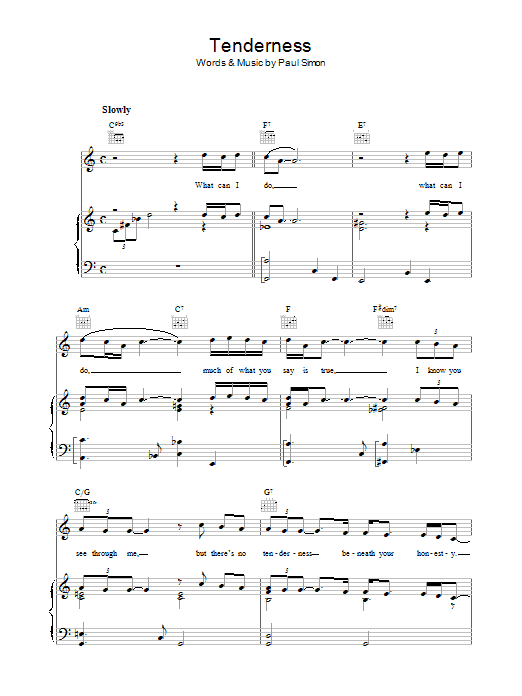 Paul Simon Tenderness Sheet Music