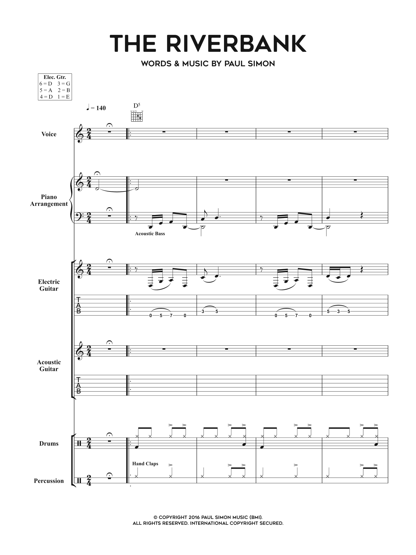 Paul Simon The Riverbank Sheet Music