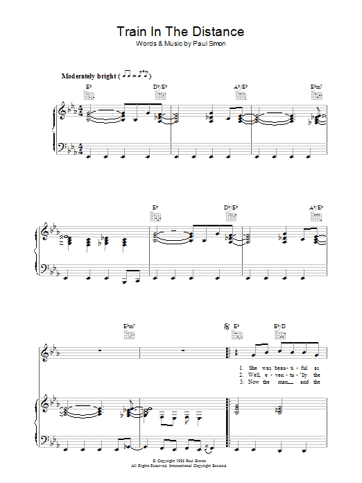 Paul Simon Train In The Distance Sheet Music