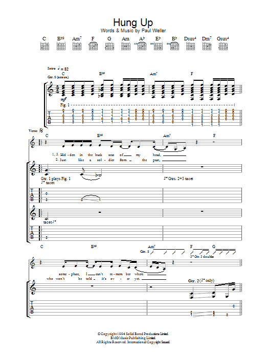 Paul Weller Hung Up Sheet Music