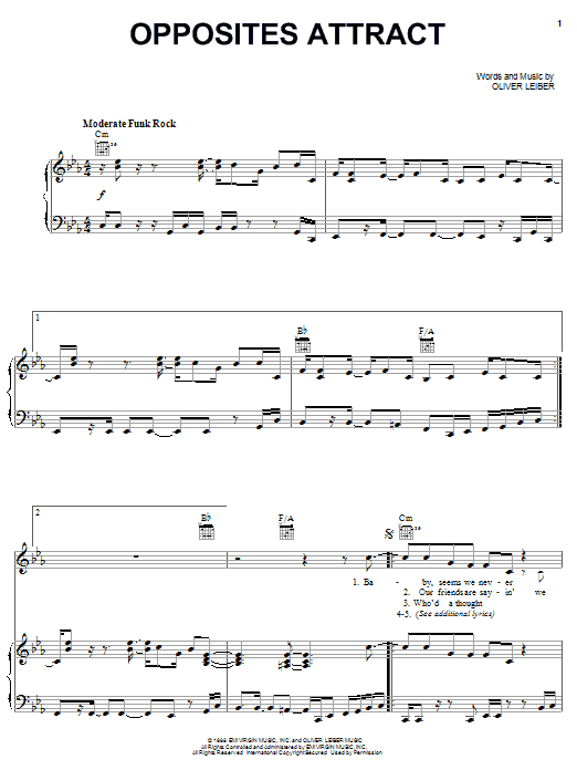 Paula Abdul Opposites Attract Sheet Music