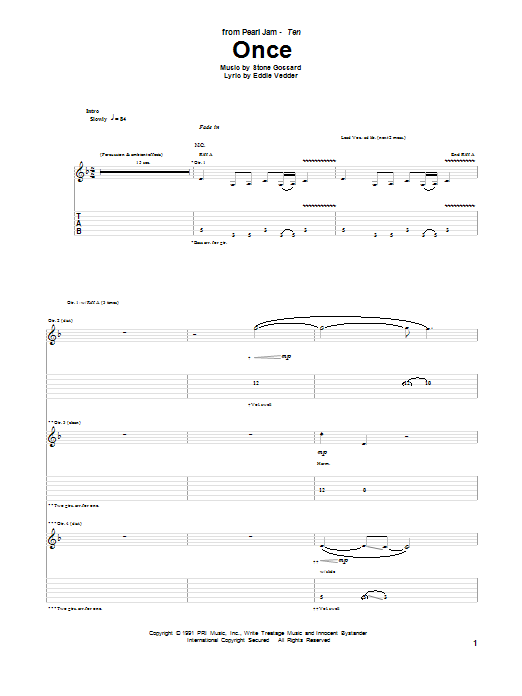 Pearl Jam Once Sheet Music