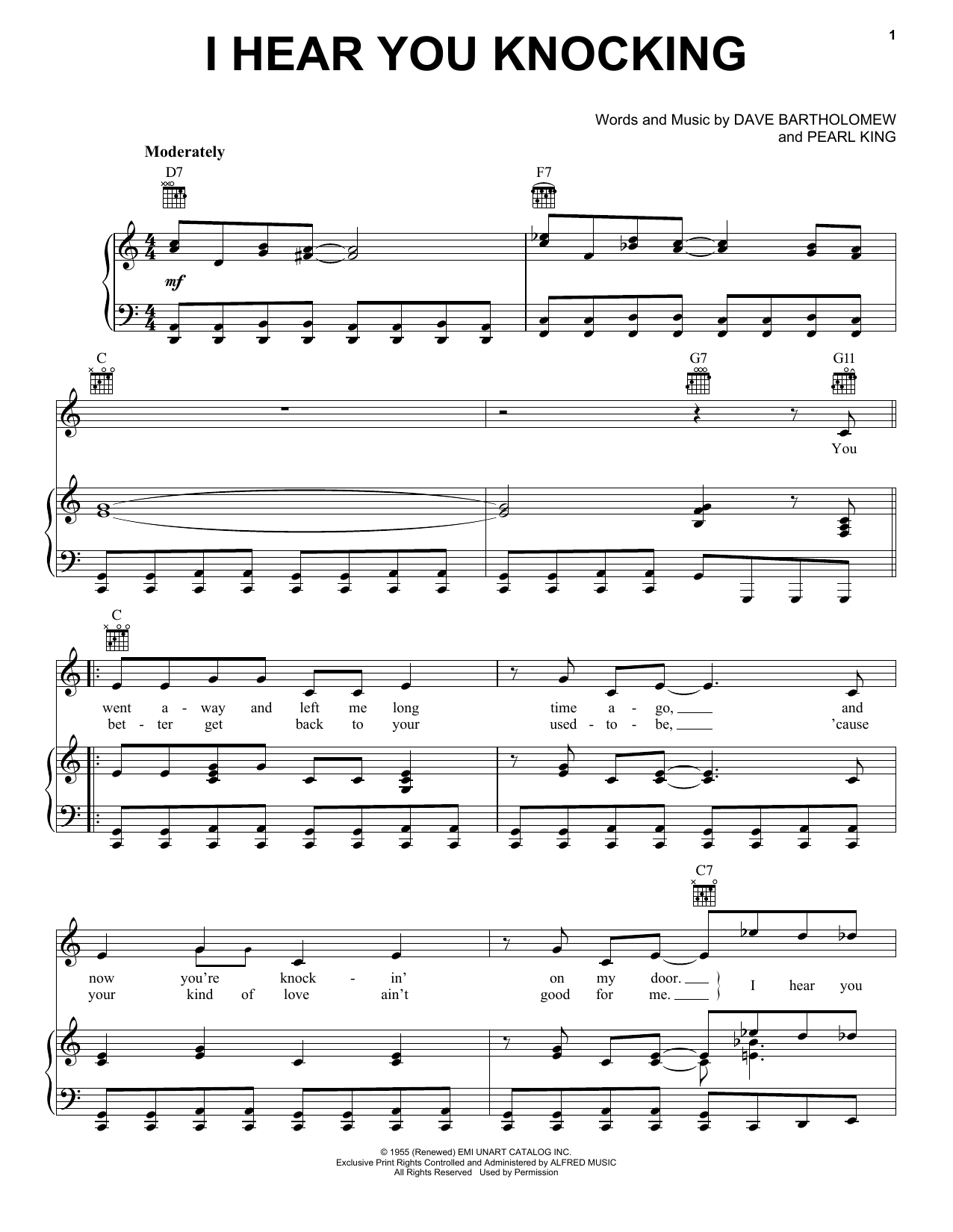 Pearl King I Hear You Knocking Sheet Music