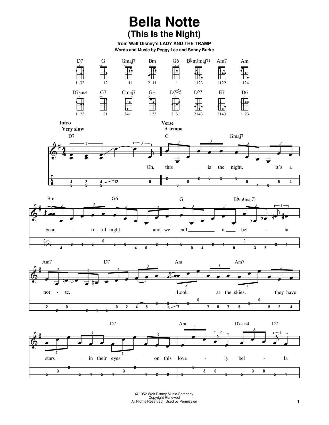 Peggy Lee Bella Notte (from Lady And The Tramp) Sheet Music