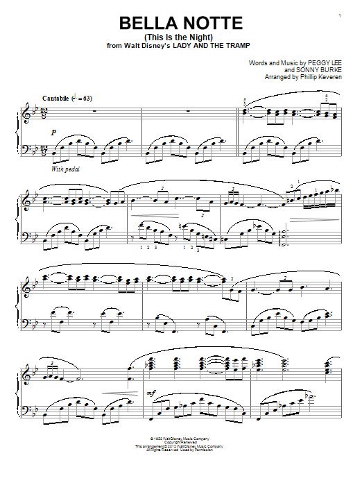 Peggy Lee Bella Notte (This Is The Night) [Classical version] (from Lady And The Tramp) (a Sheet Music
