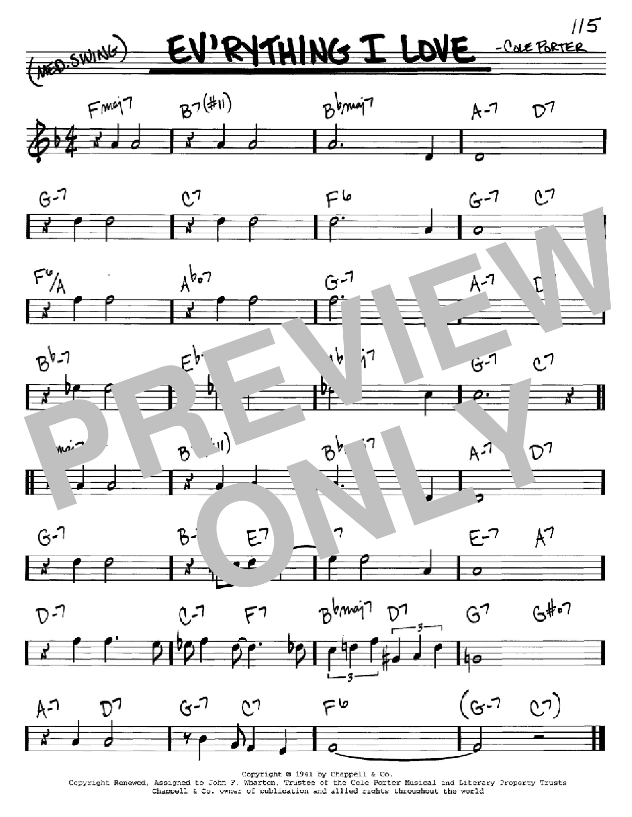 Peggy Lee Ev'rything I Love Sheet Music