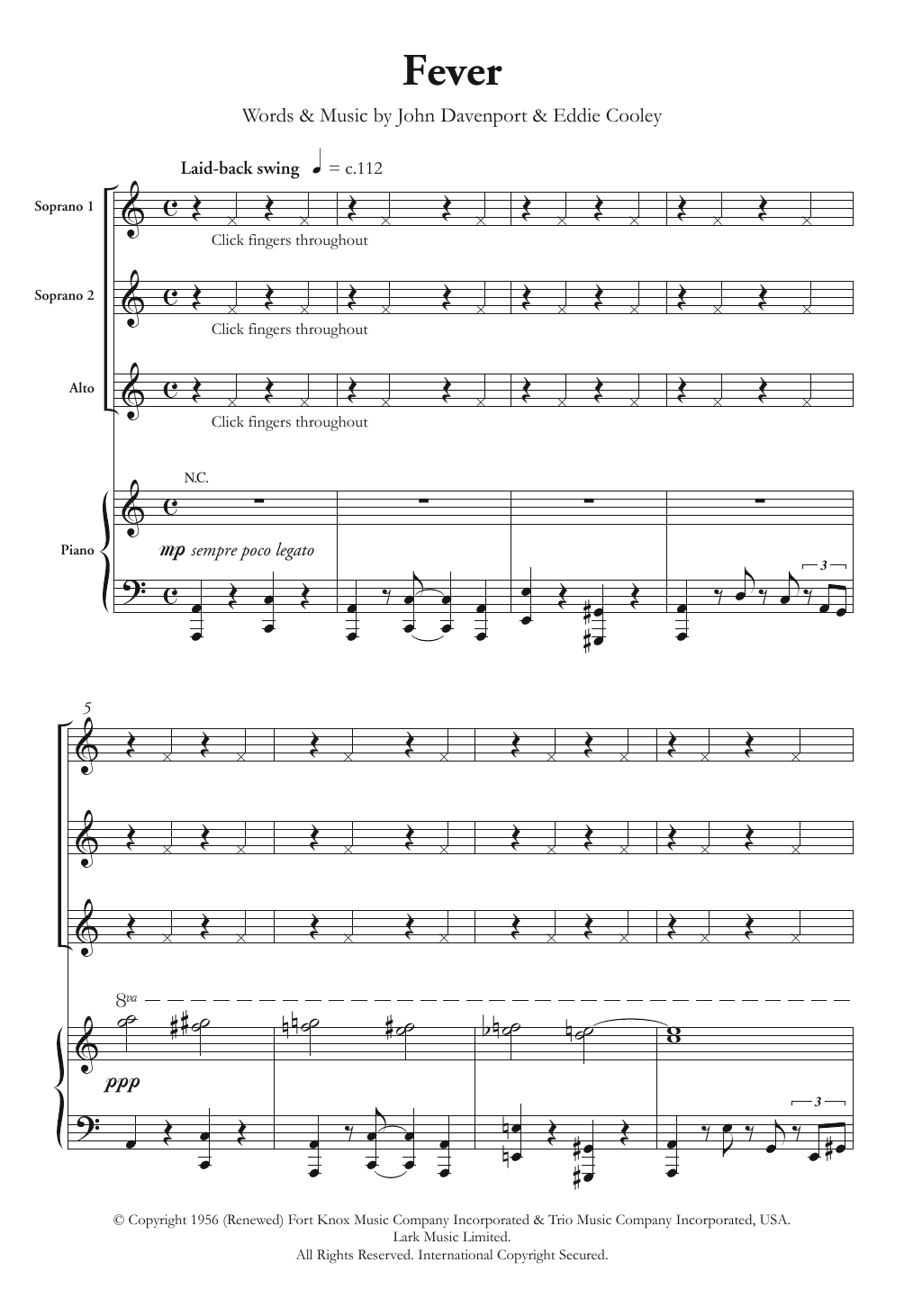 Peggy Lee Fever (arr. Berty Rice) Sheet Music