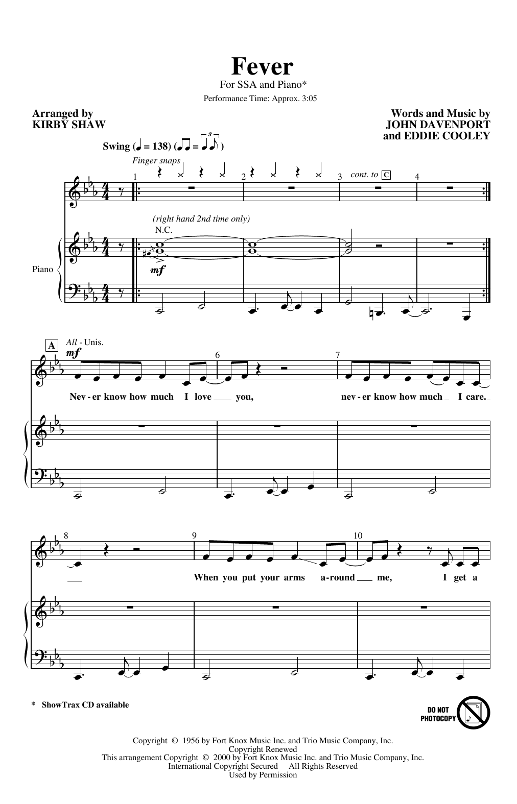 Peggy Lee Fever (arr. Kirby Shaw) Sheet Music