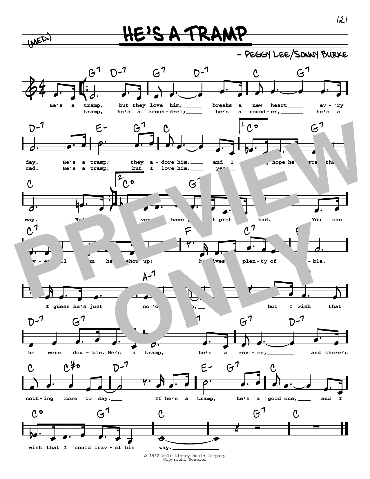 Peggy Lee He's A Tramp (Low Voice) Sheet Music