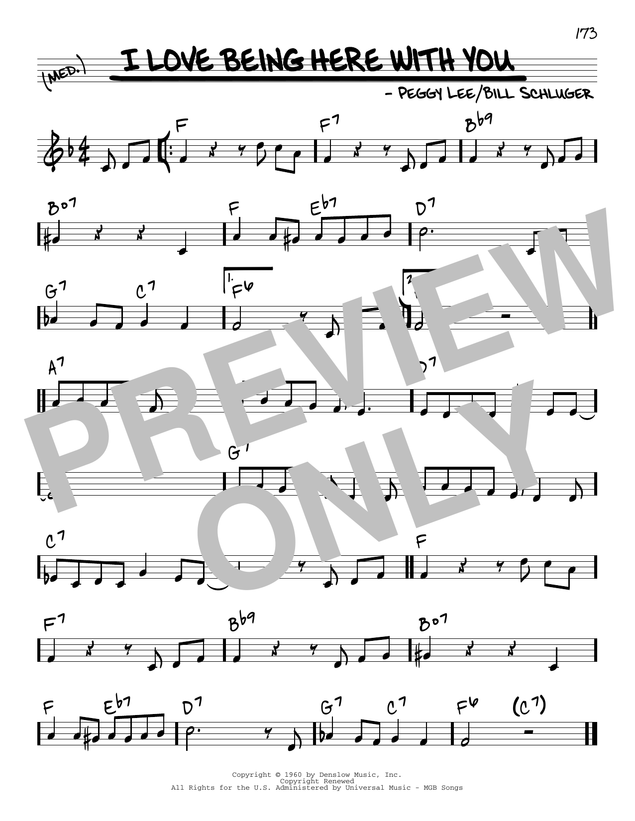 Peggy Lee I Love Being Here With You Sheet Music