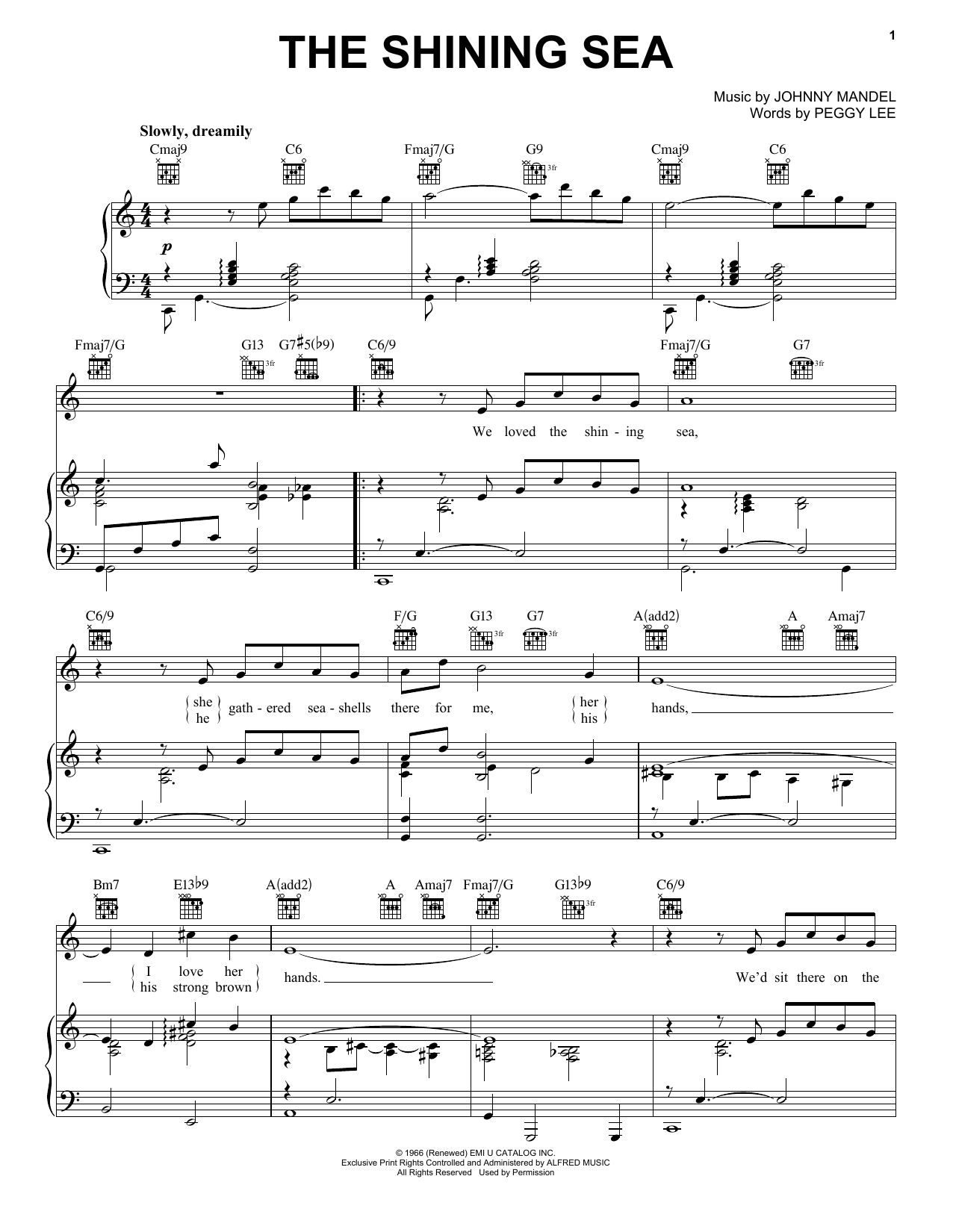 Peggy Lee The Shining Sea Sheet Music