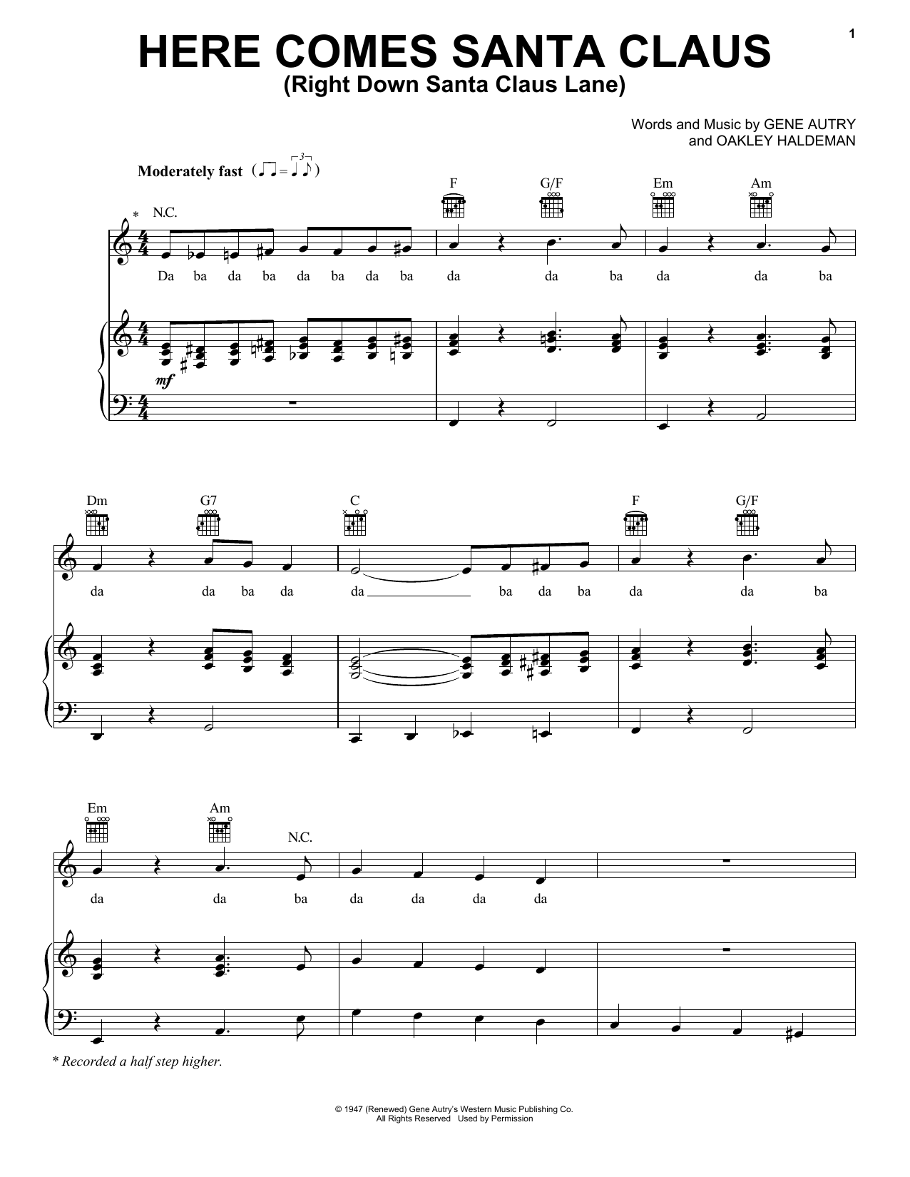Pentatonix Here Comes Santa Claus (Right Down Santa Claus Lane) Sheet Music