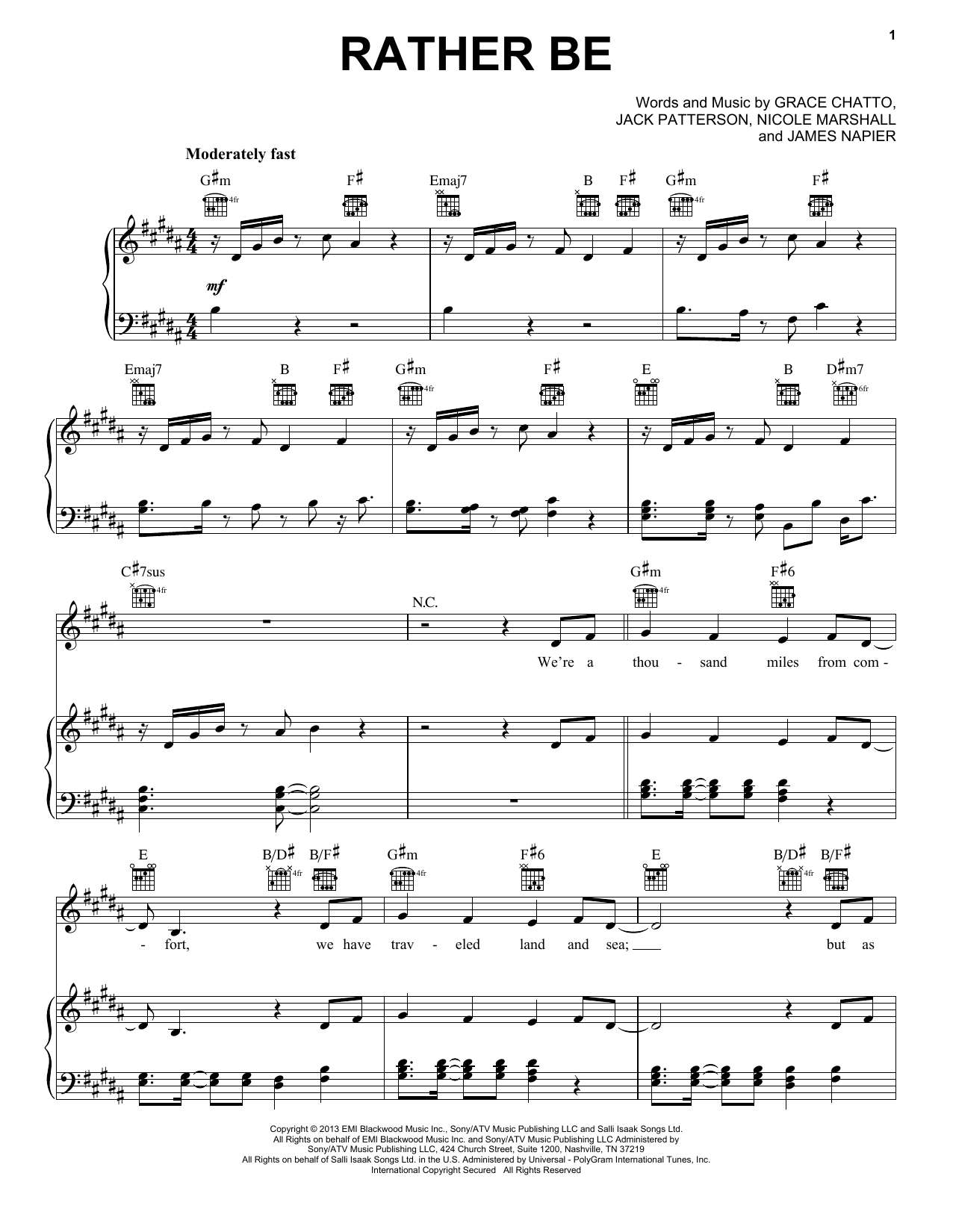 Pentatonix Rather Be Sheet Music