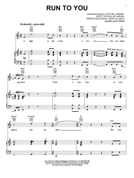Pentatonix Run To You Sheet Music